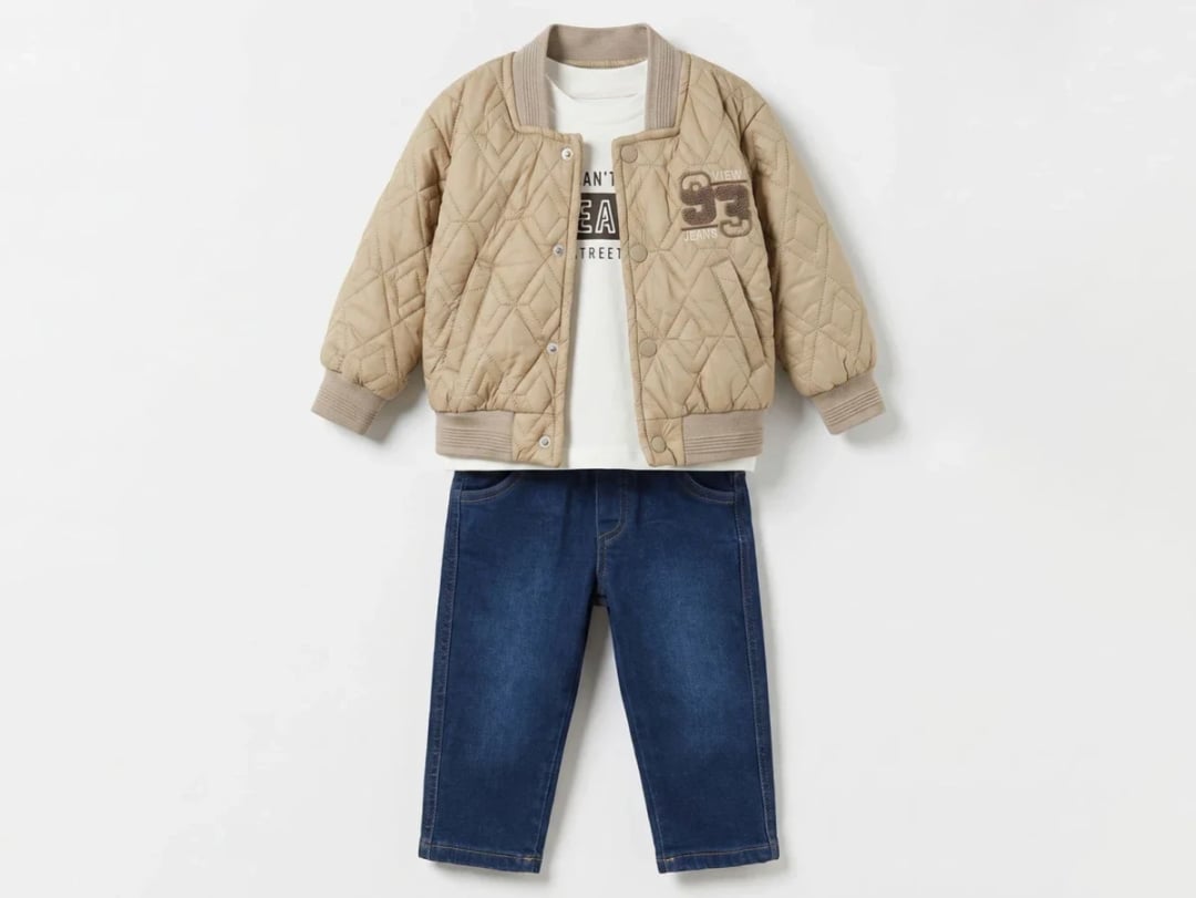 Quilted Bomber Jacket, T-Shirt and Jeans Boys' Set - Canoz - by Peralane