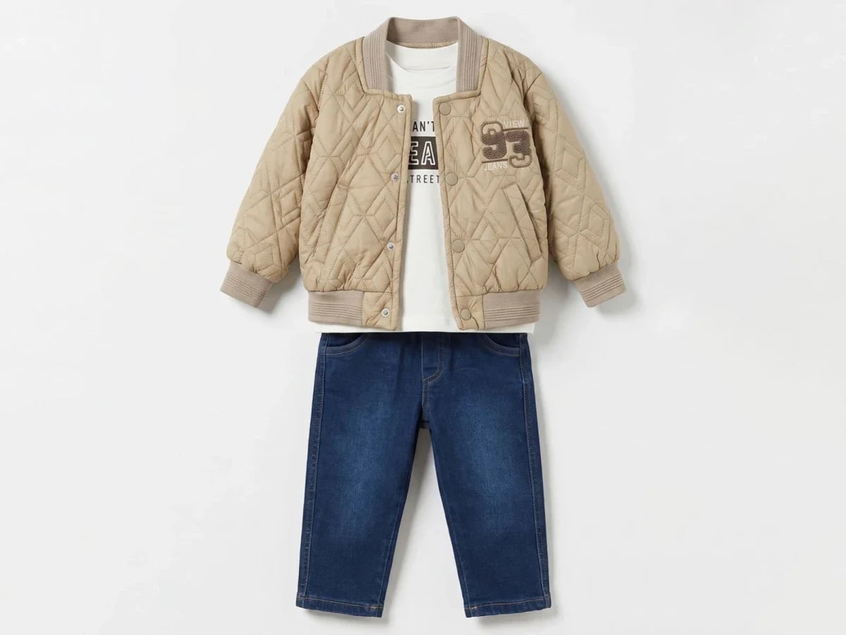 Quilted Bomber Jacket, T-Shirt and Jeans Boys' Set - Canoz - by Peralane