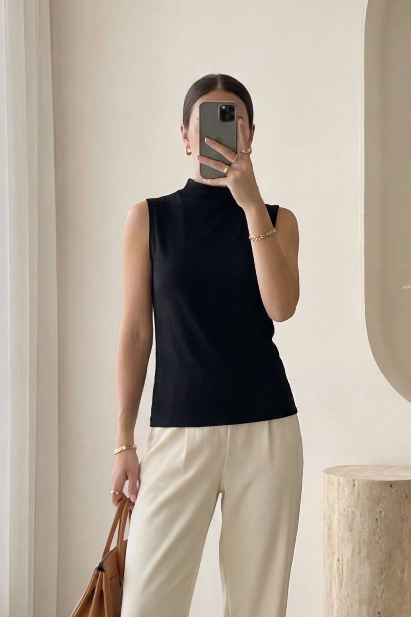 Black Mock Neck Sleeveless Knit Top - Podyumplus - by Peralane - photo 2
