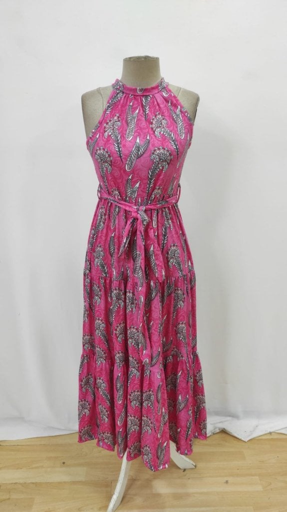 Women's Sleeveless Printed Maxi Dress with Halter Neck and Belt - Janes - by Peralane - photo 5