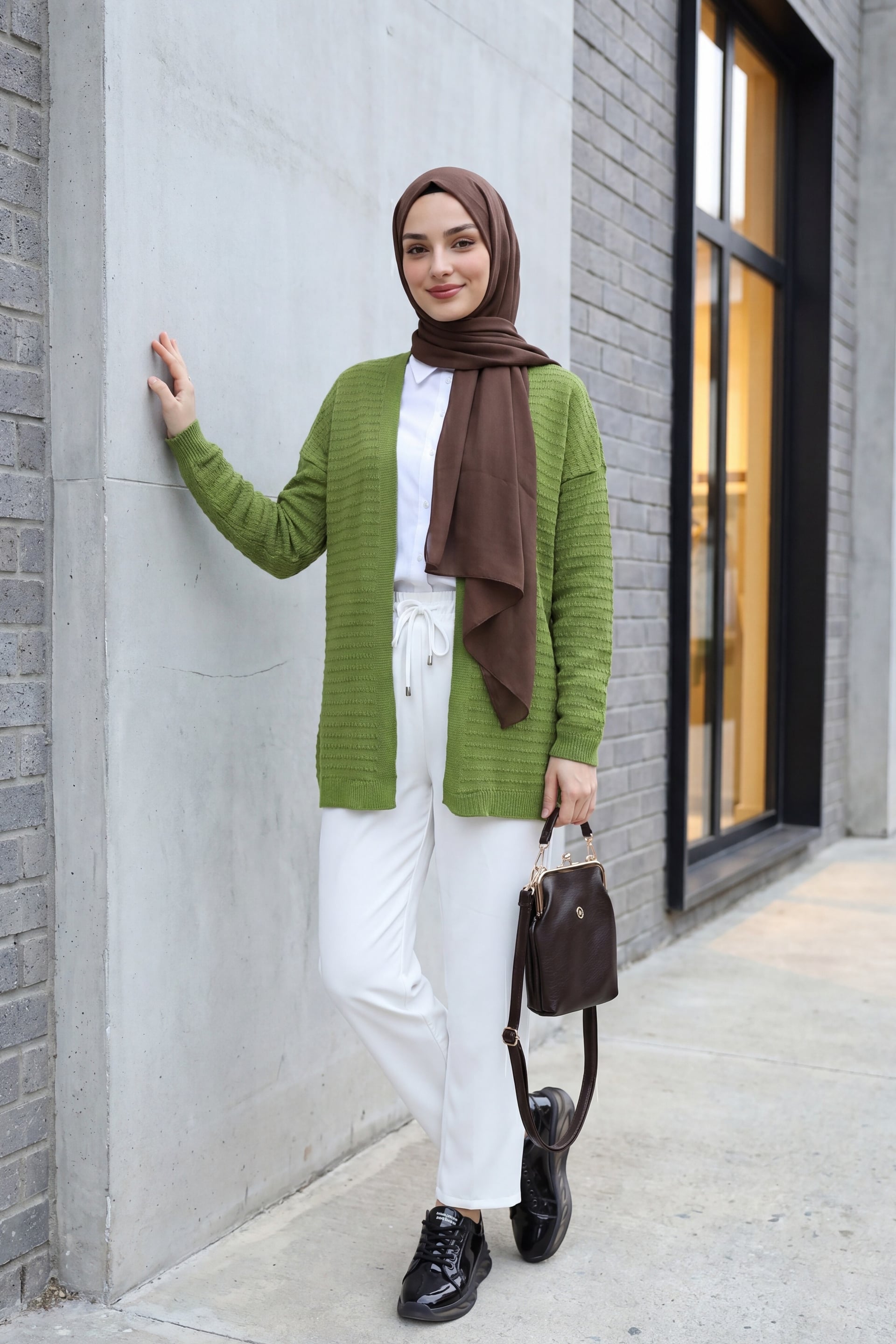 Pom-Pom Detail Light Knit Cardigan - Pistachio Green - Podyumplus - by Peralane - photo 2