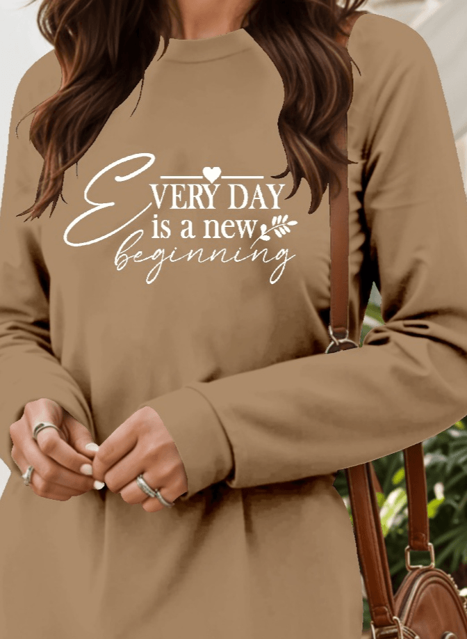 Women's Long Sleeve Crew Neck Short Viscose Two-Thread Dress - Janes - by Peralane - photo 2