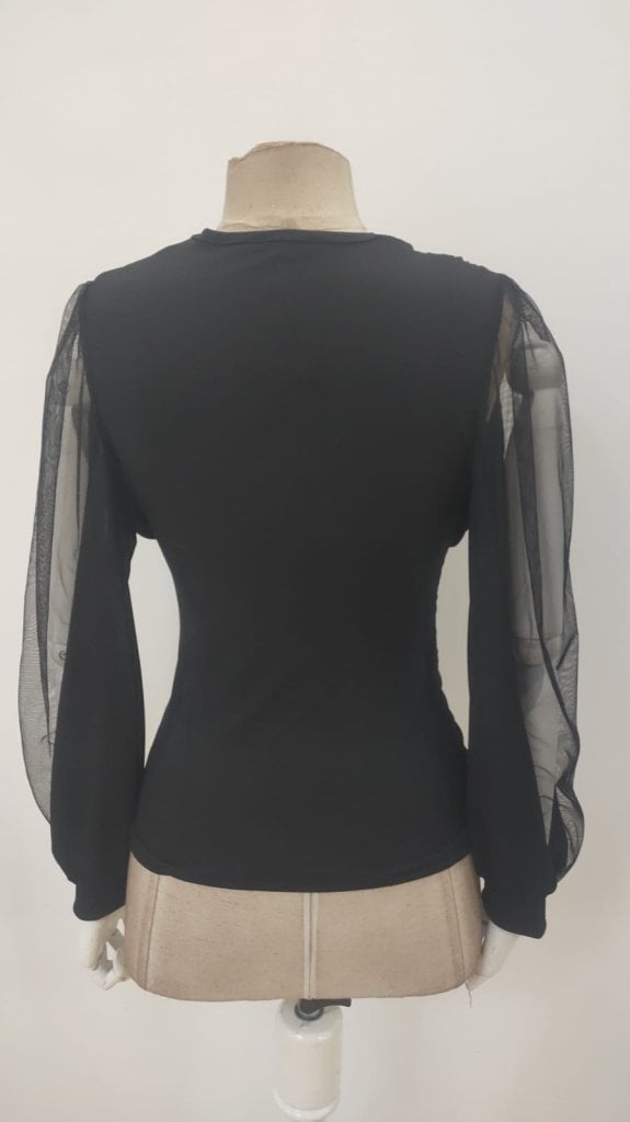 Women's Deep V-Neck Blouse with Sheer Bishop Sleeves - Janes - by Peralane - photo 6