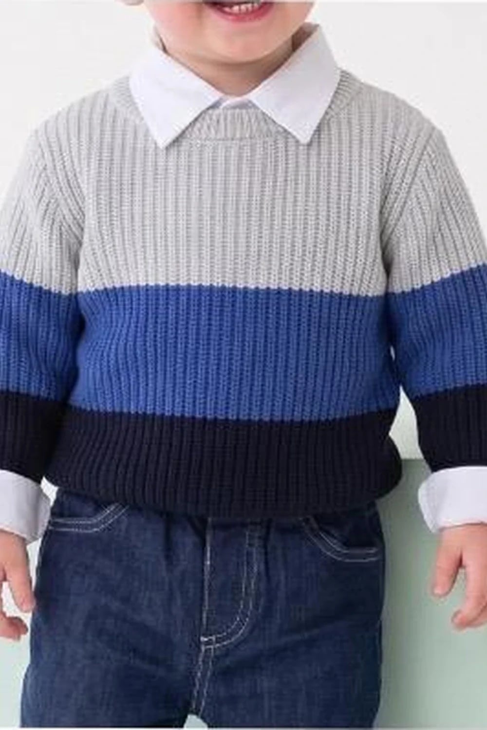 Boys' Knitted Sweater and Shirt Set - Navy - Has Bereket - by Peralane