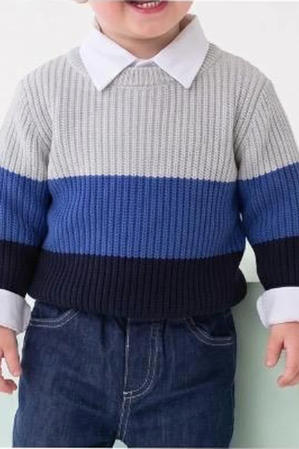 Boys' Knitted Sweater and Shirt Set - Navy - Has Bereket - by Peralane