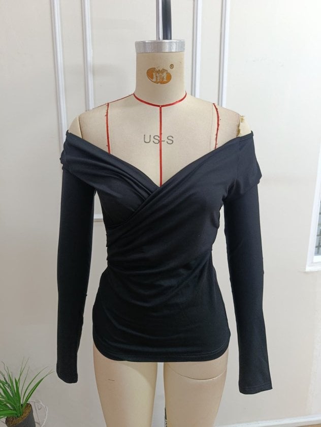 Women's Long-Sleeved Wrap Neck Viscose Blouse - Janes - by Peralane - photo 4