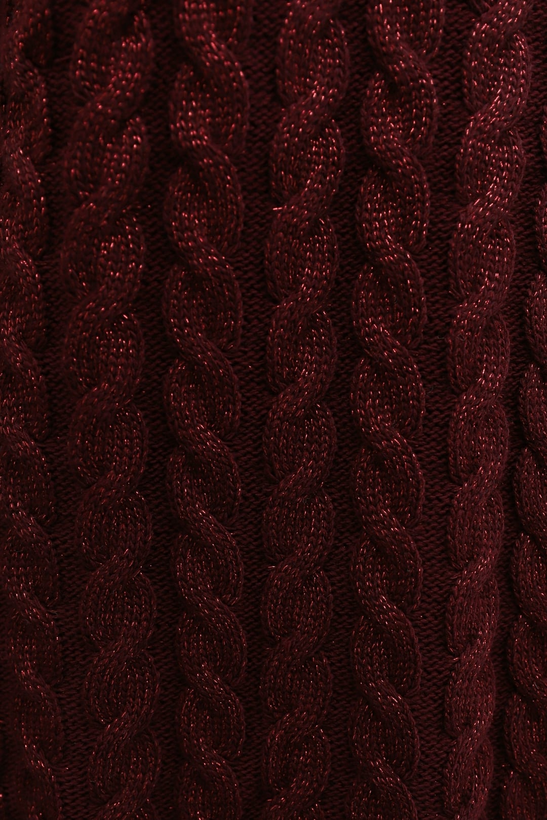 Half Collar Slit Shimmer Basket Knit Two-Piece Set - Bordeaux - Podyumplus - by Peralane - photo 7