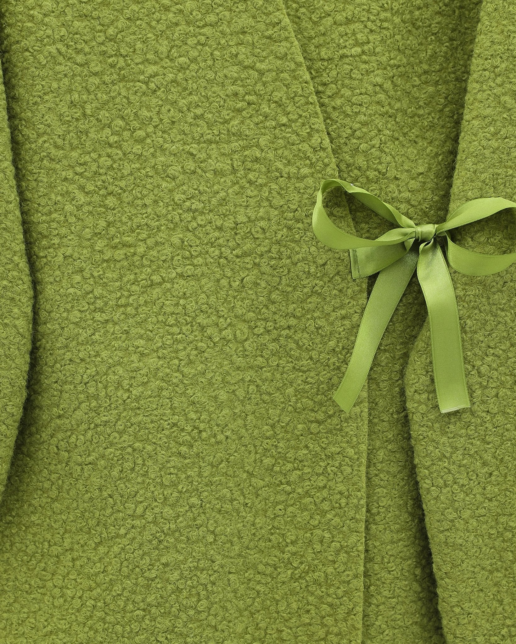 Side-Tie Boucle Kimono Cardigan - Oil Green - Podyumplus - by Peralane - photo 5
