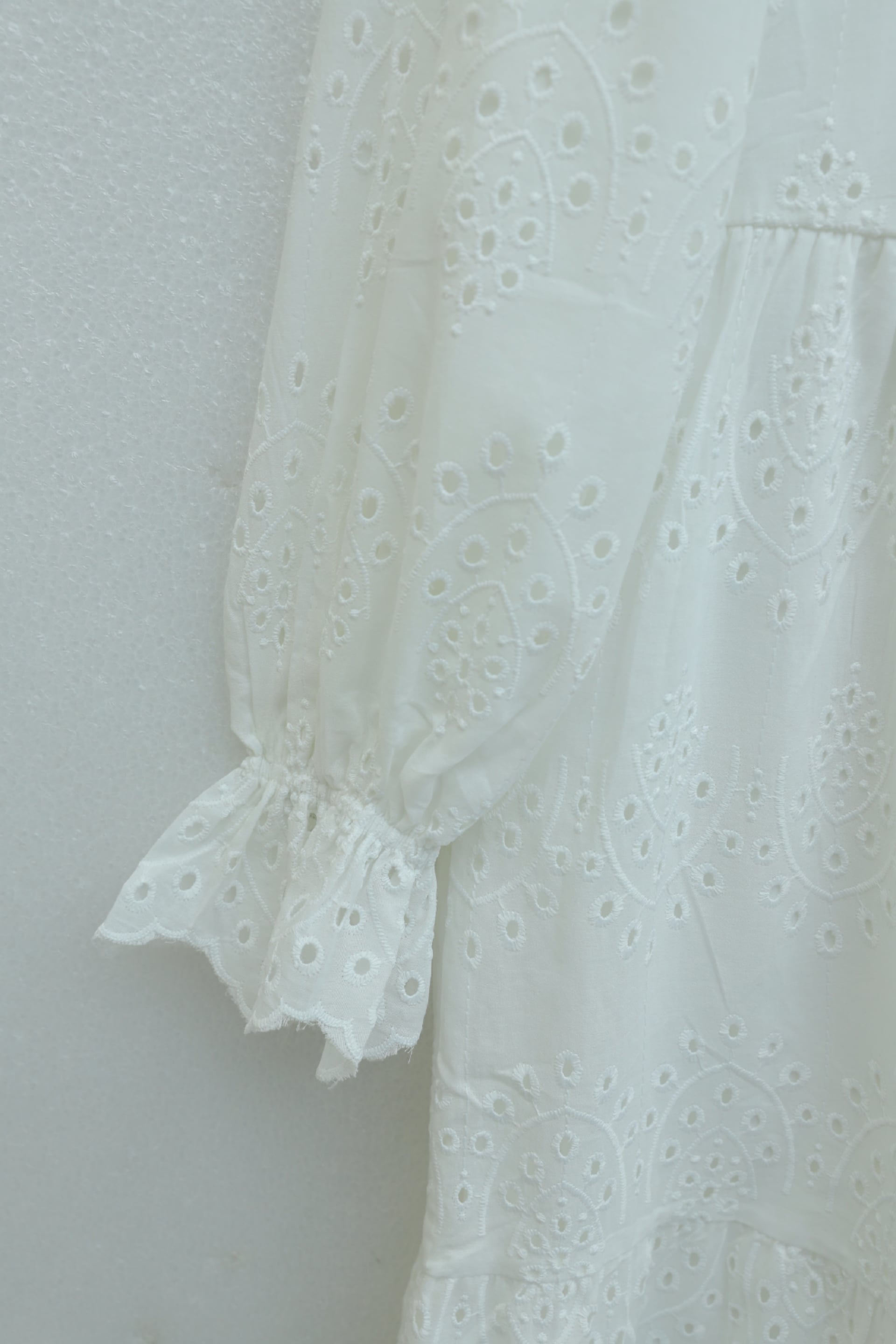Half Button Lace Detail Yoke Dress - White - Podyumplus - by Peralane - photo 6