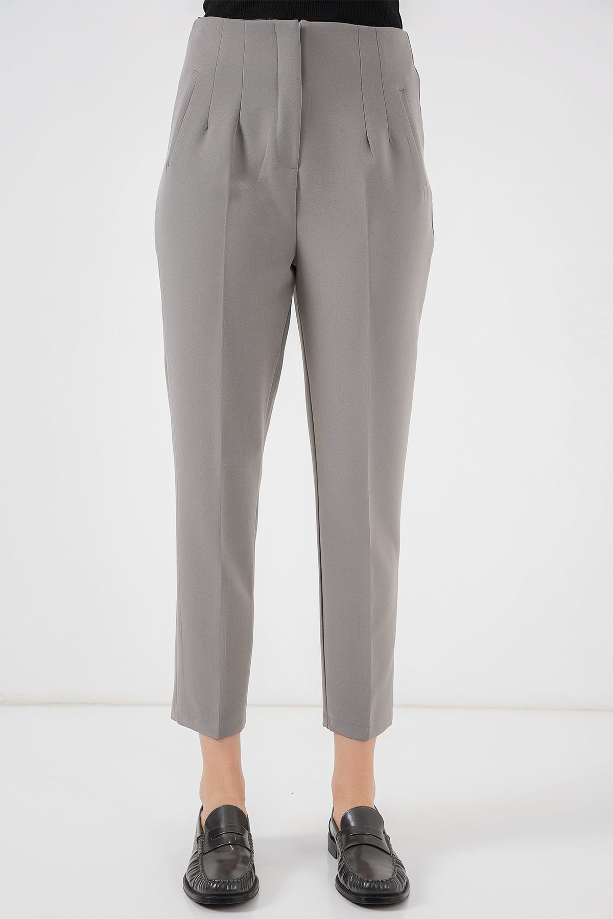 High Waist Woven Trousers in Grey - Bigdart - by Peralane - photo 3