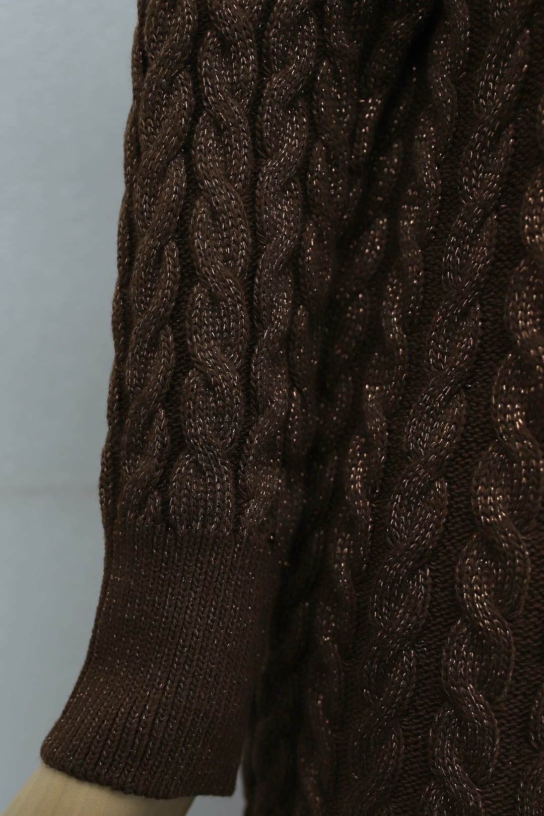 Cable Knit Metallic Triko Dress - Brown - Podyumplus - by Peralane - photo 5