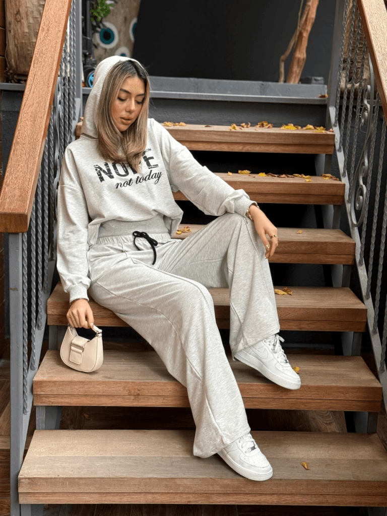 Women's Long Sleeve Nope Print Ribbed Waist Two-Piece Lounge Set - Janes - by Peralane - photo 7