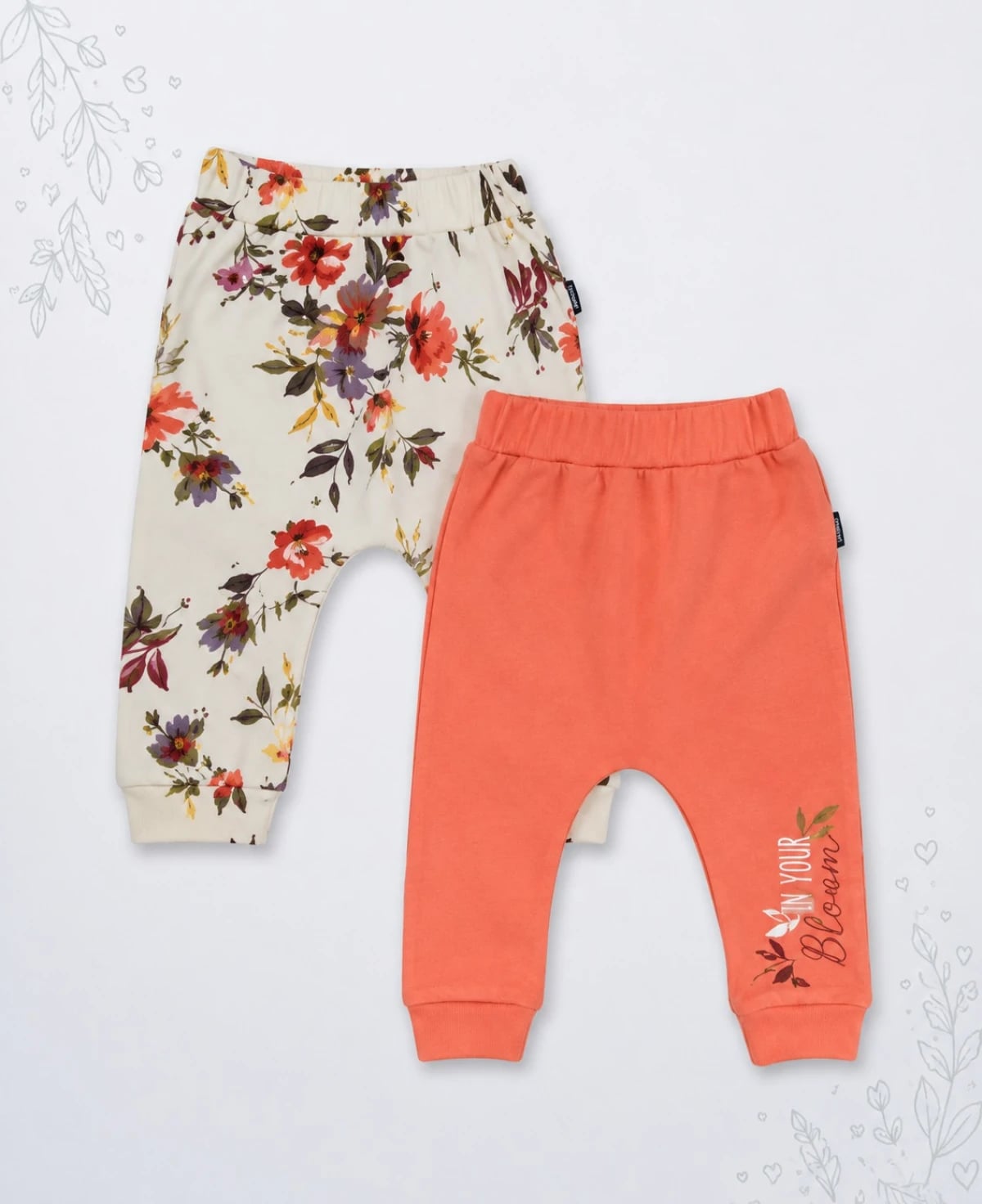 Baby Girl 2-Piece Pants Set 3-18M - Orange Floral - Interkidsy - by Peralane