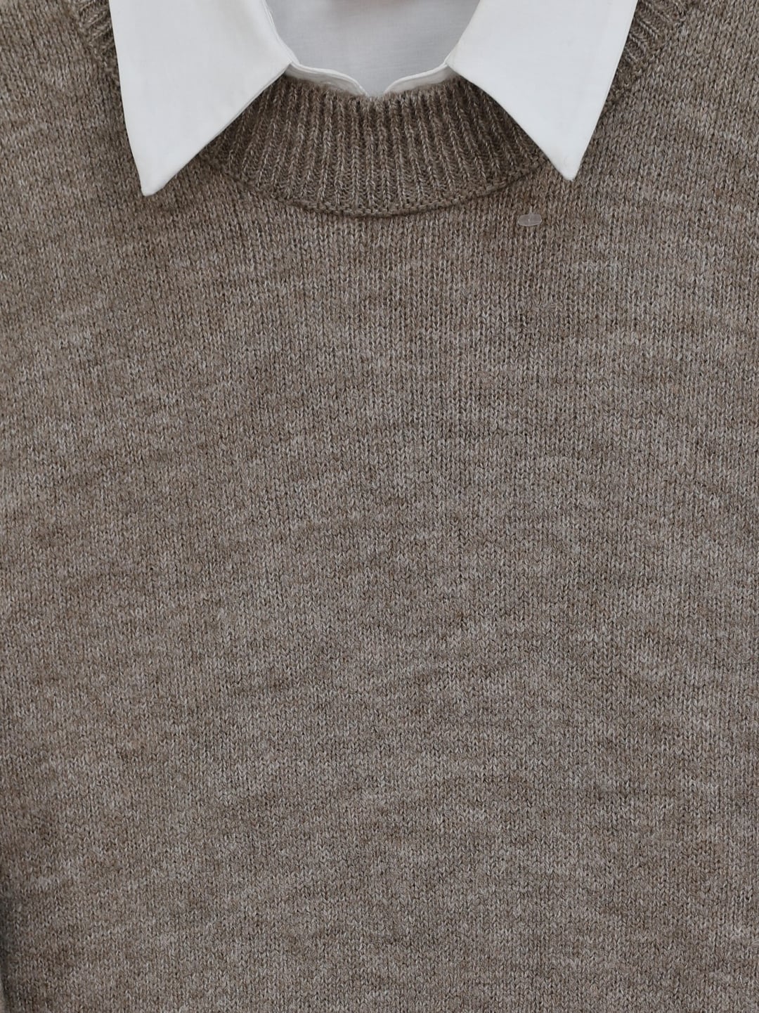 Round Neck Balloon Sleeve Casual Knit Sweater - Brown - Podyumplus - by Peralane - photo 3