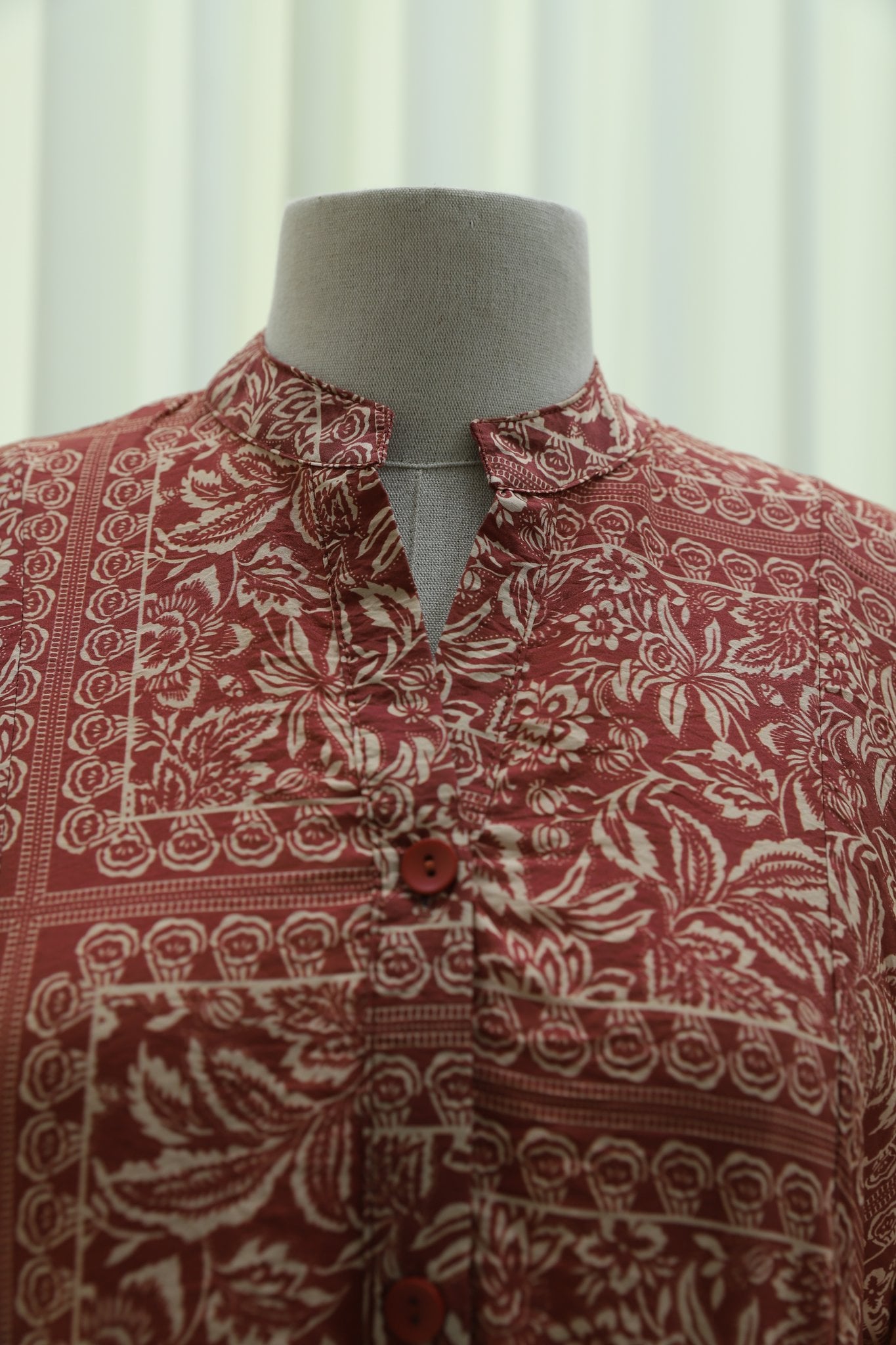 Half Button Mixed Print Sleeve Elastic Dress - Rust - Podyumplus - by Peralane - photo 8