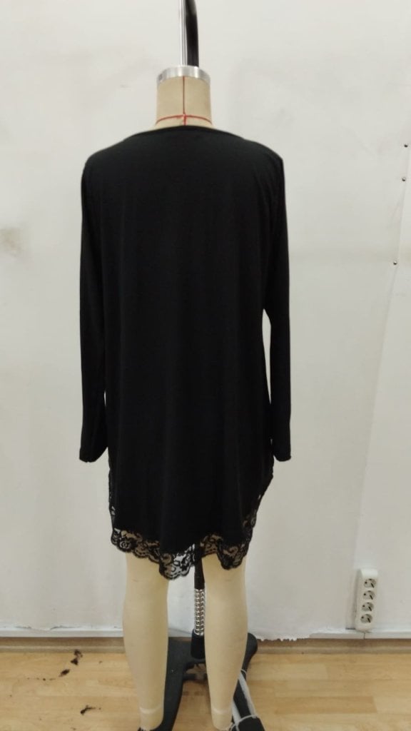 Women's Long Sleeve Bicycle Neck Asymmetric Lace Trim Viscose Blouse - Janes - by Peralane - photo 5