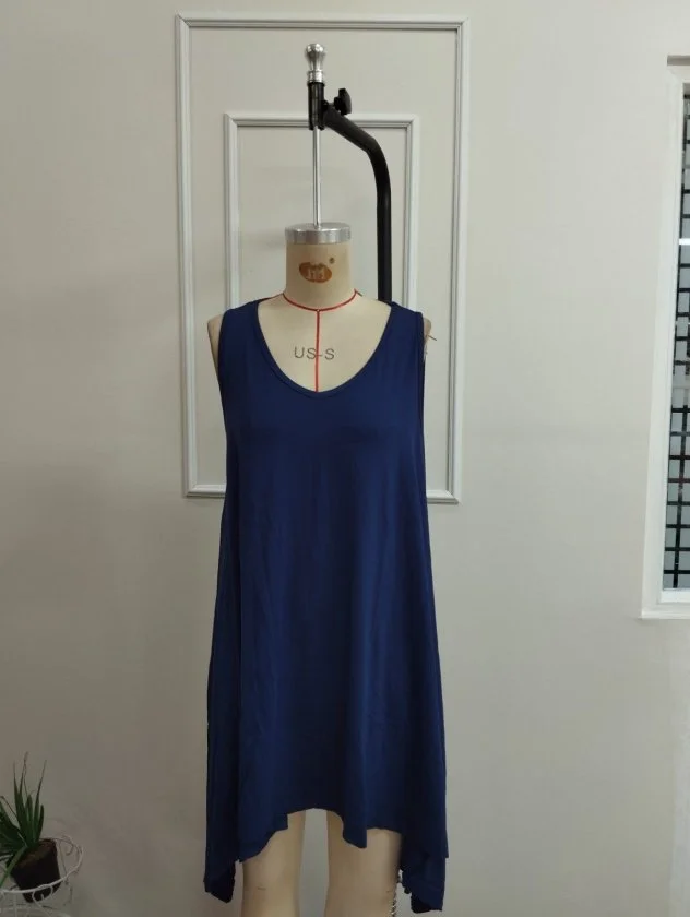 Women's Sleeveless V-Neck Asymmetric Cut Short Viscose Dress - Janes - by Peralane - photo 4