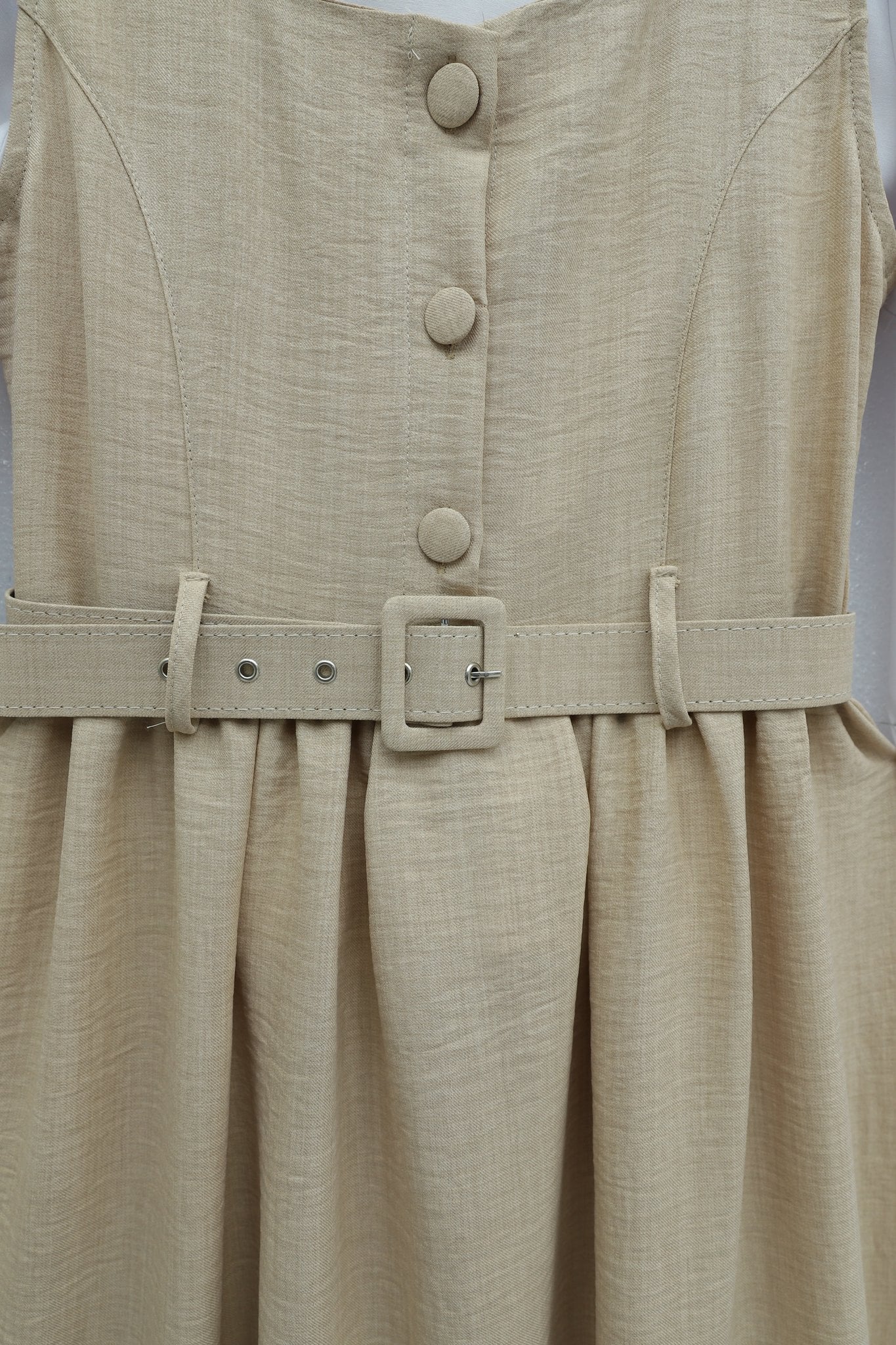 Mink Button-Front Tiered Pinafore Dress with Belt - Women's Modest Set - Podyumplus - by Peralane - photo 7