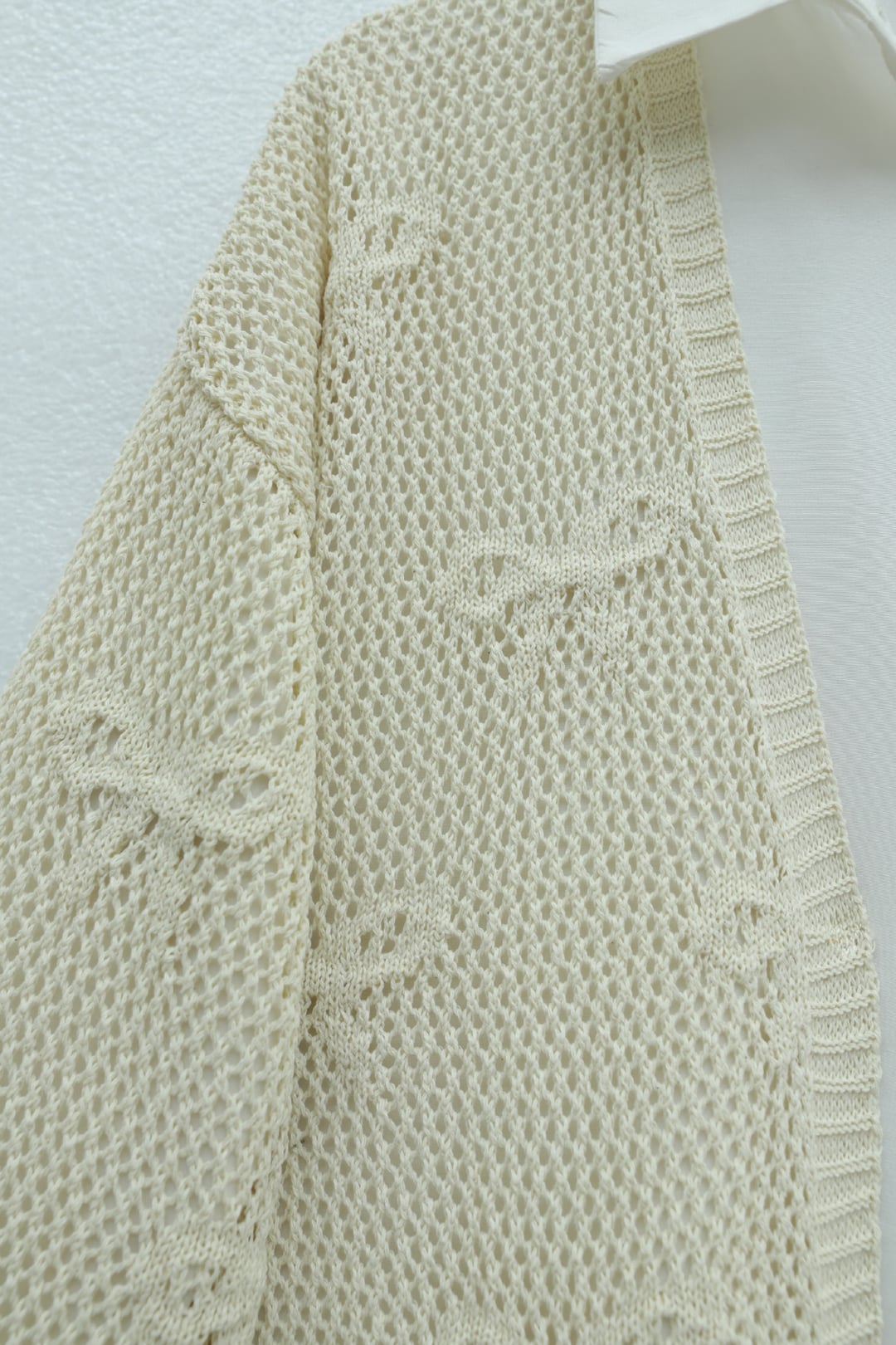 Bow Pattern Open Knit Cardigan - Cream - Podyumplus - by Peralane - photo 5
