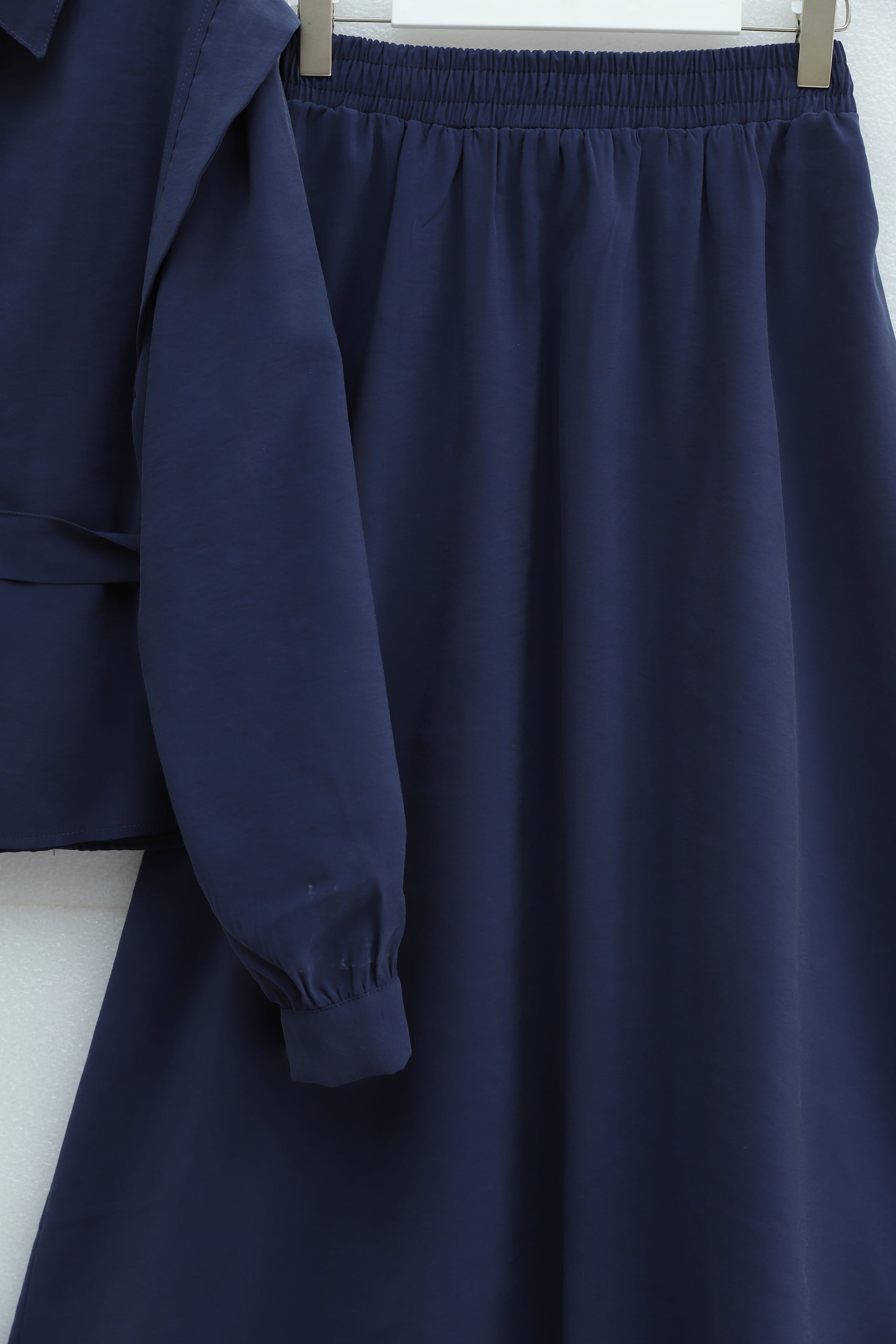 Navy Blue Modest Co-ord Set with Padded Shoulders & Belted Waist - Podyumplus - by Peralane - photo 4