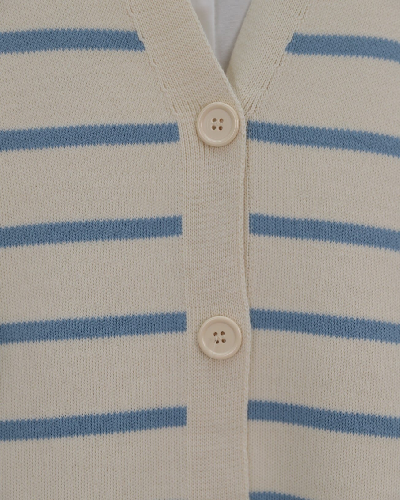 Striped Button-Up V-Neck Knit Cardigan - Blue - Podyumplus - by Peralane - photo 5