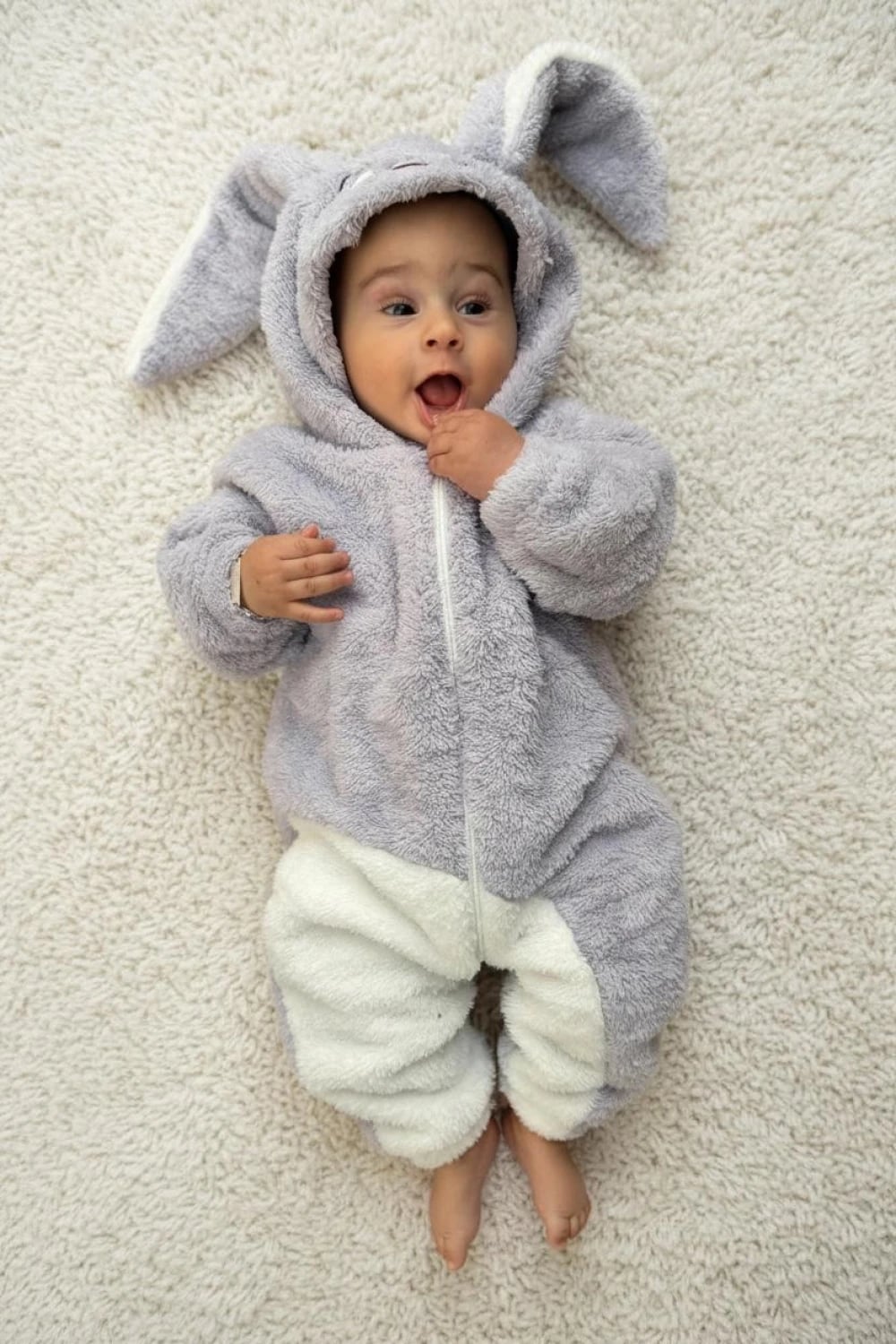 Grey Bunny Baby Romper - Pack of 4 - Minizade - by Peralane
