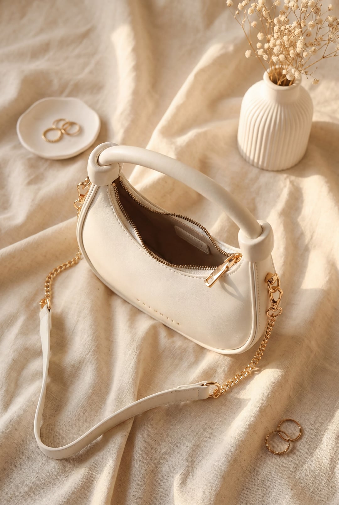 Modern Design Knotted Handle Strap Mini Hobo Bag - White - Podyumplus - by Peralane - photo 2