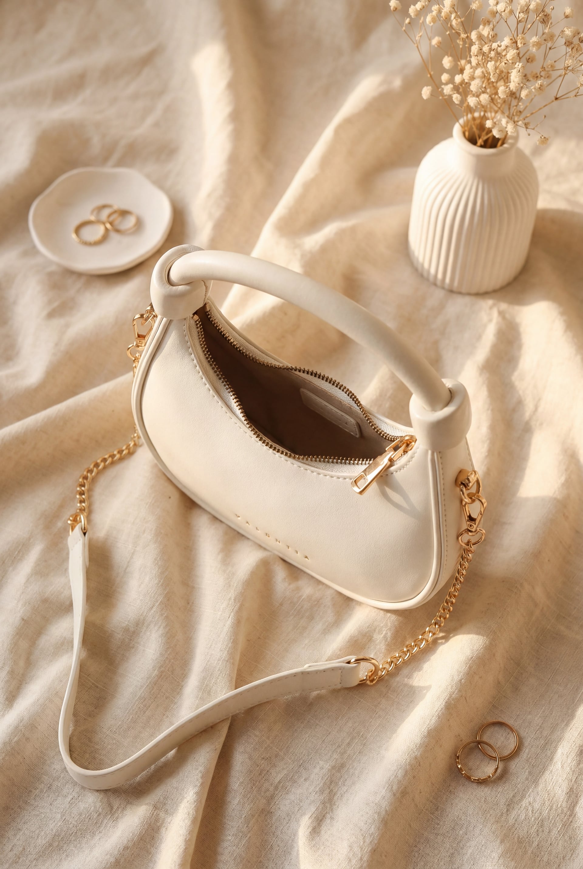 Modern Design Knotted Handle Strap Mini Hobo Bag - White - Podyumplus - by Peralane - photo 2