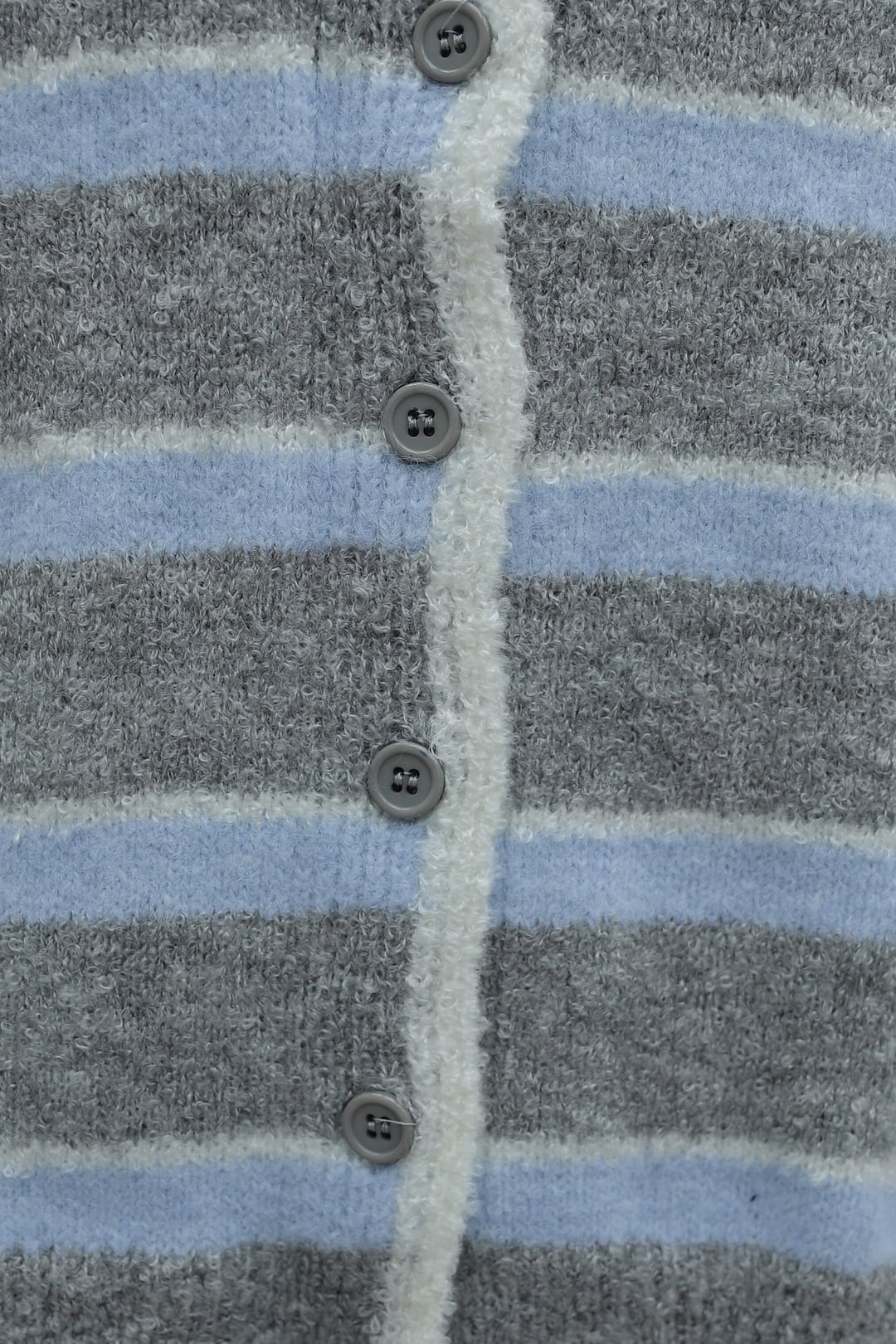 Round Neck Striped Knit Cardigan - Baby Blue - Podyumplus - by Peralane - photo 6