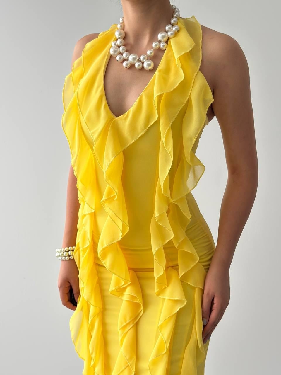 Lea Ruffled Yellow Dress ETK-00690 - Etika - by Peralane - photo 7