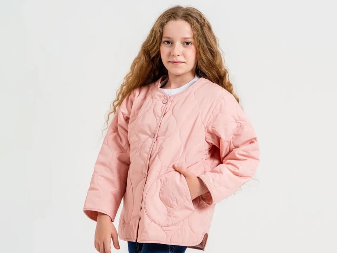Quilted Button-Up Girls' Jacket in Pink - ÖZ Bebe - by Peralane