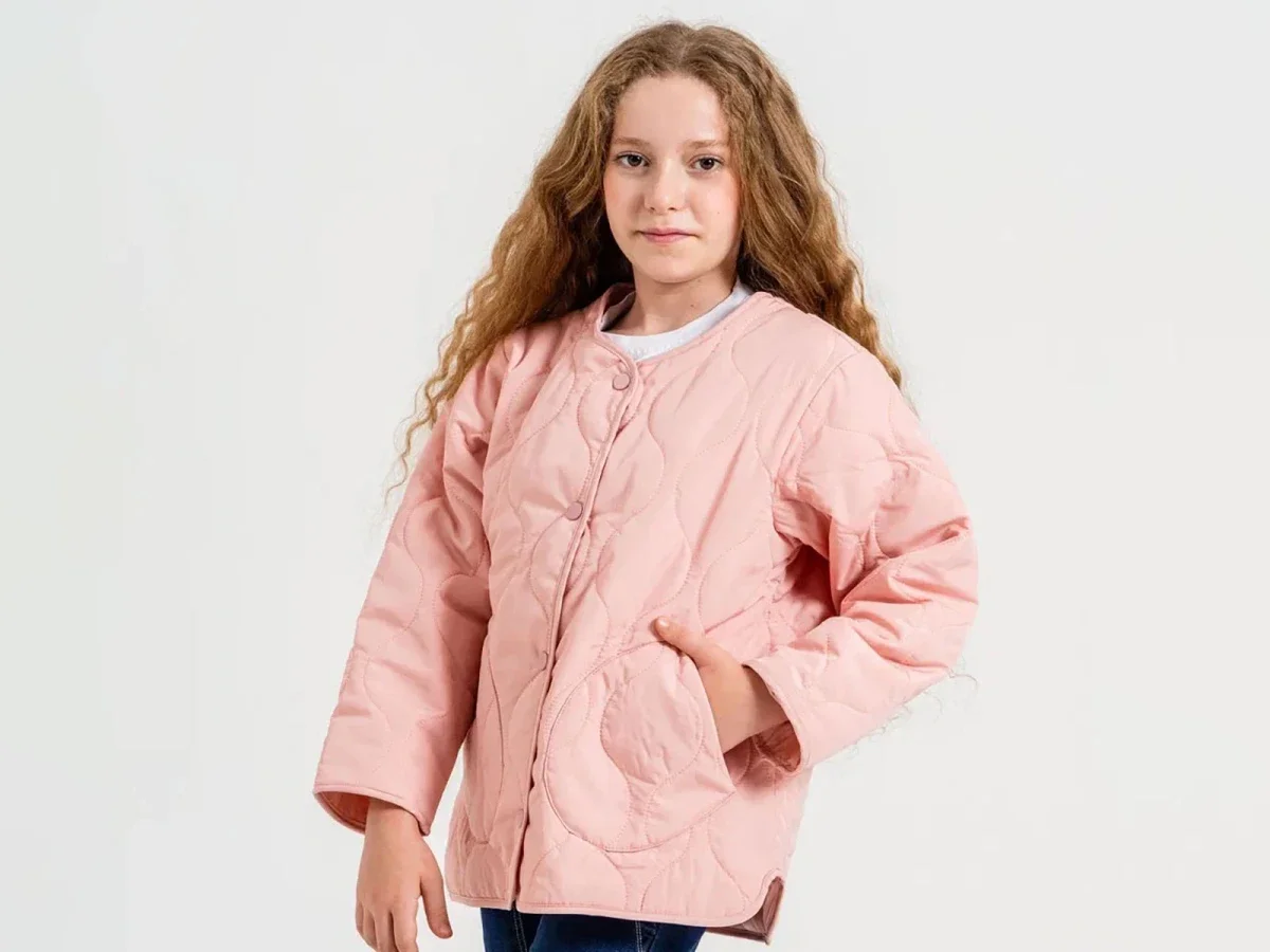 Quilted Button-Up Girls' Jacket in Pink - ÖZ Bebe - by Peralane