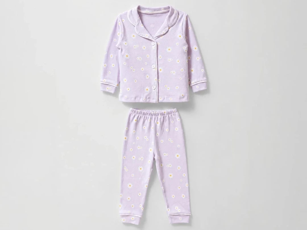 Girls' Daisies Print Button-Up Pyjama Set - Dolas - by Peralane
