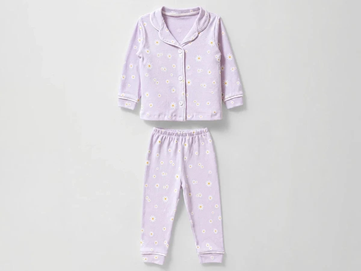 Girls' Daisies Print Button-Up Pyjama Set - Dolas - by Peralane