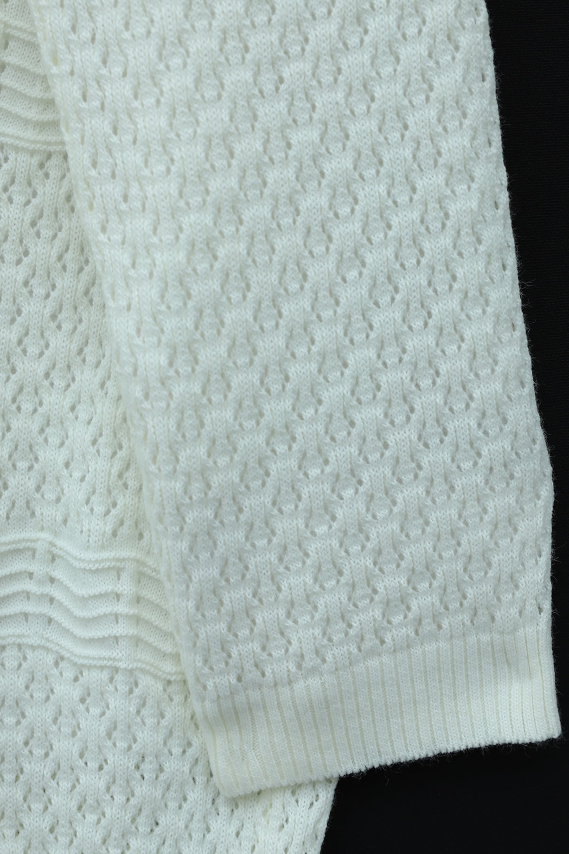 Openwork Wave Pattern Knit Cardigan - Ecru - Podyumplus - by Peralane - photo 5