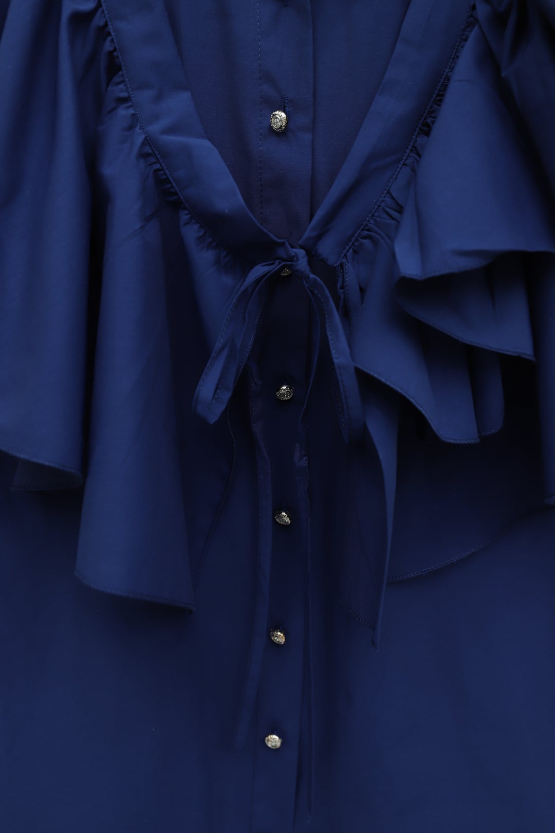 Oval Cut Poplin Tunic with Cape Detail and Buttons - Navy - Podyumplus - by Peralane - photo 7