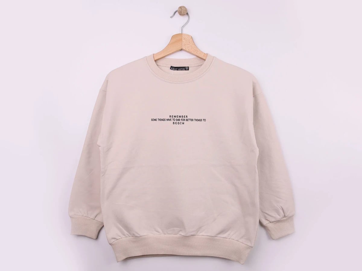 Remember Print Boys' Sweatshirt - Beige - First Kids - by Peralane