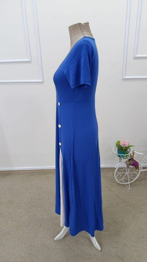 Women's Short Sleeve Asymmetric Neckline Button Detail Midi Viscose Dress - Janes - by Peralane - photo 6