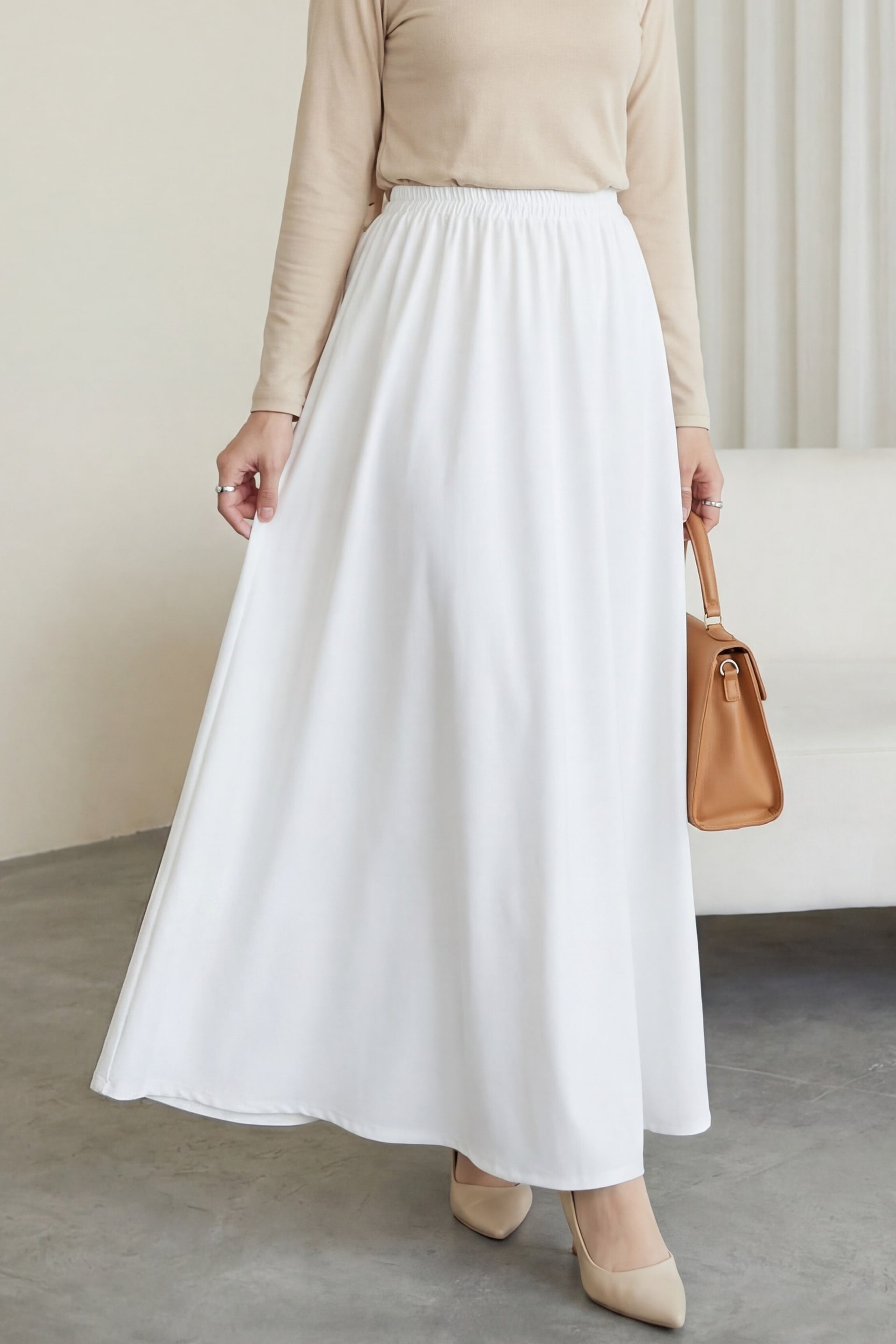 Mid-Length Petticoat Lining Skirt - White - Podyumplus - by Peralane