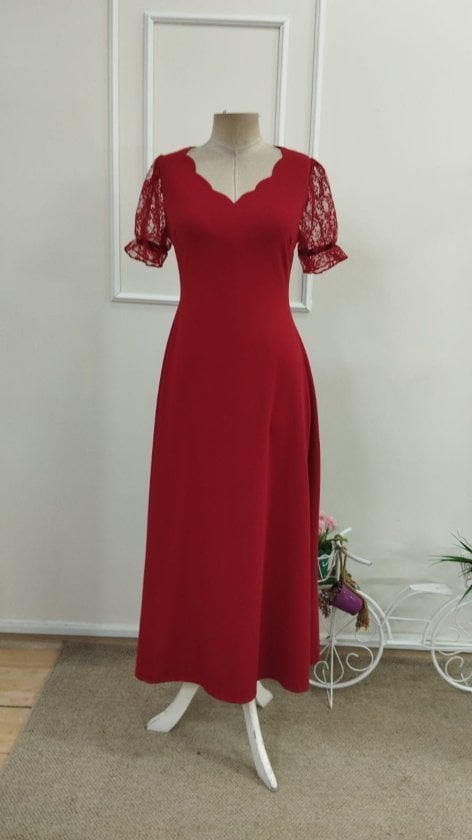 Women's Short Sleeve V-Neck Long Shimmer Dress - Janes - by Peralane - photo 4