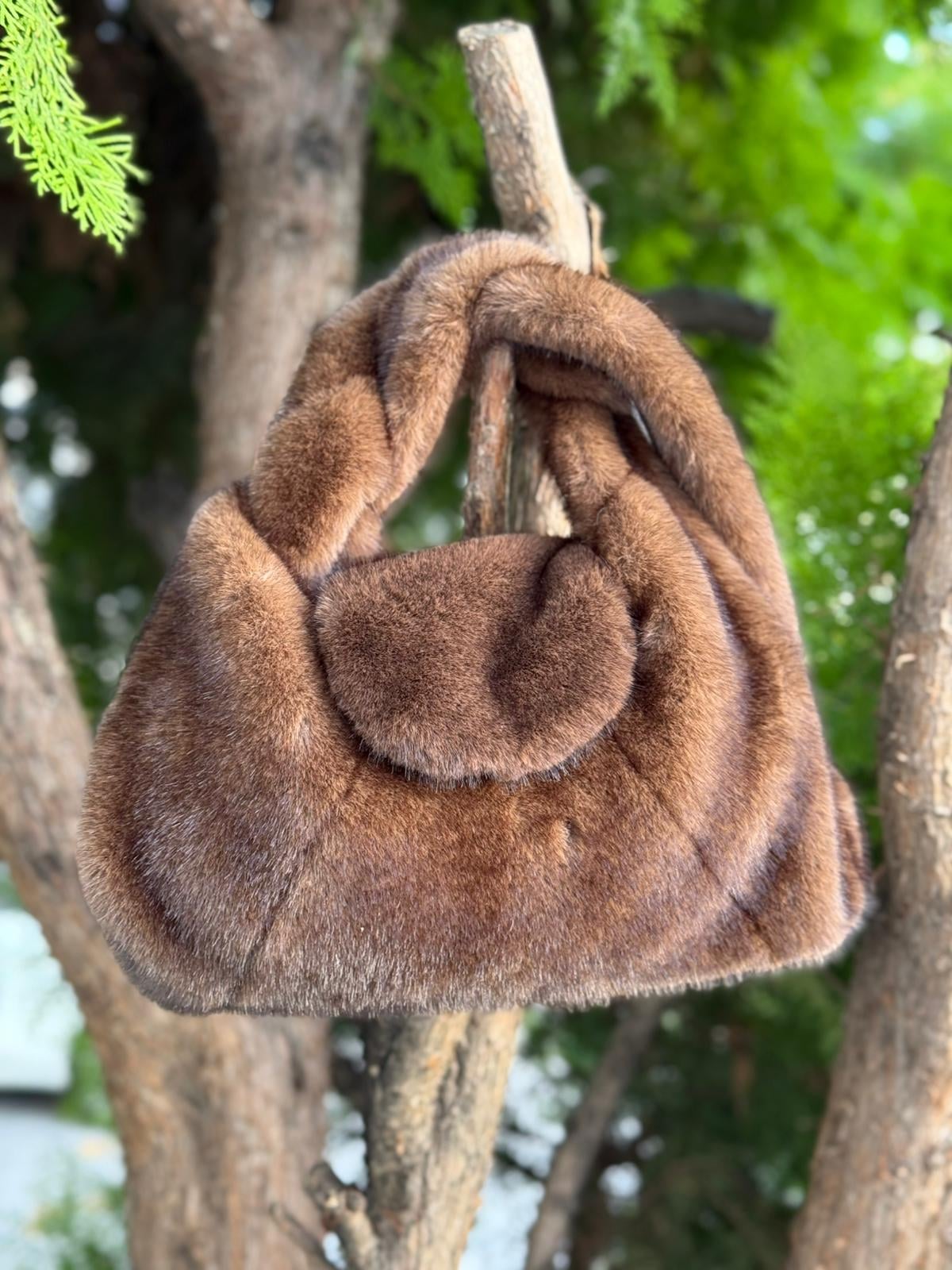 Plush Brown Handbag 20x32 Cm - Nesvay - by Peralane - photo 3