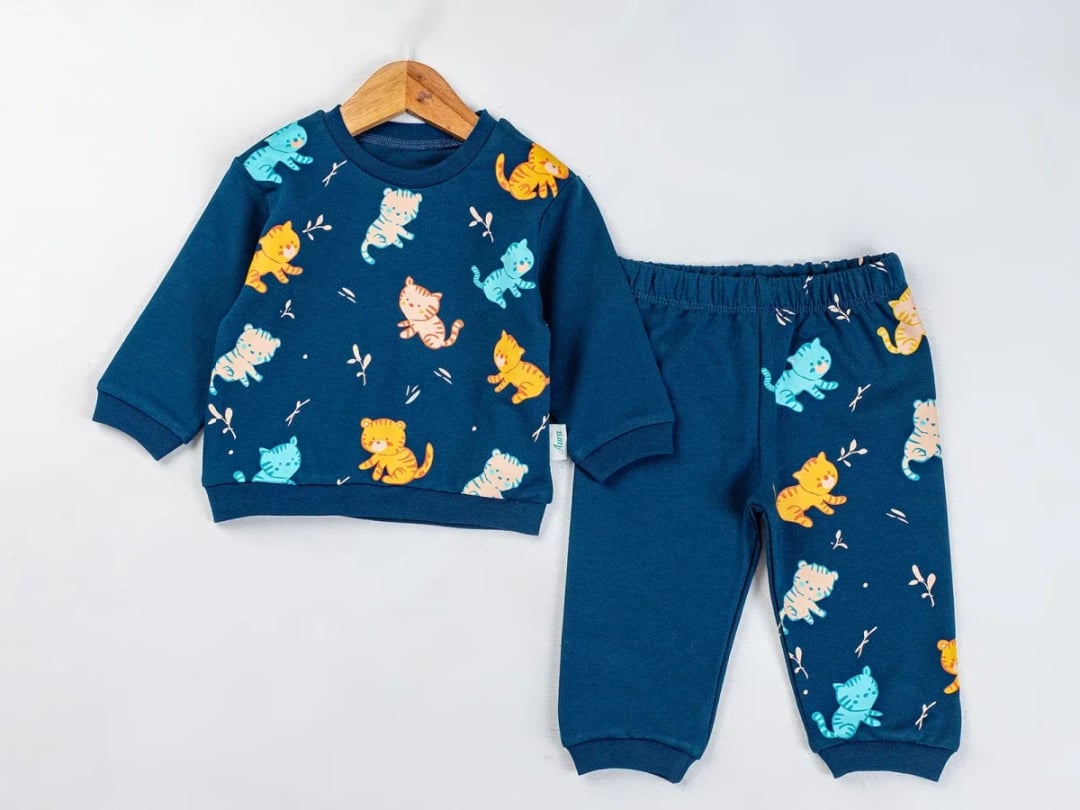 Cat Print Baby Boy Sweatshirt and Pants Set (3-Pack) - Comix - by Peralane