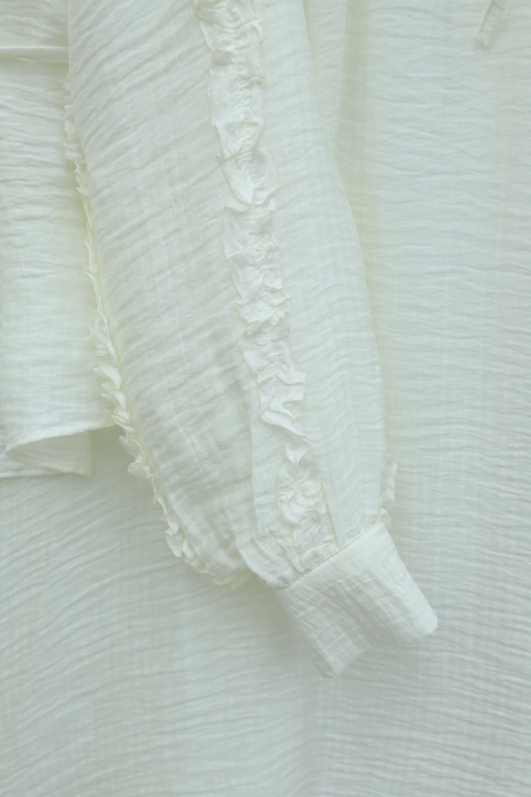 Ruffled Collar Tie-Belt Lined Modest Two-Piece Set in Ecru - Podyumplus - by Peralane - photo 5