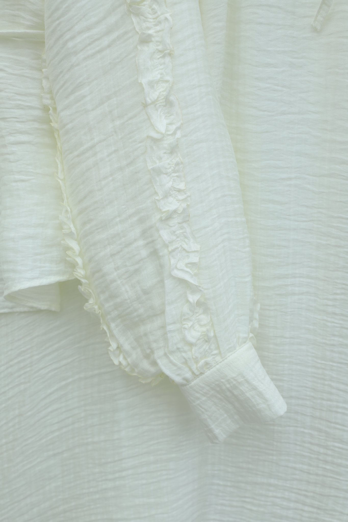 Ruffled Collar Tie-Belt Lined Modest Two-Piece Set in Ecru - Podyumplus - by Peralane - photo 5
