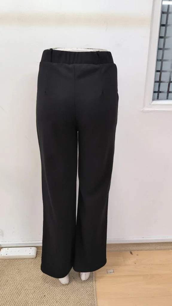 Women's High Waist Pleated Wide Leg Crepe Trousers with Pockets - Black - Janes - by Peralane - photo 7