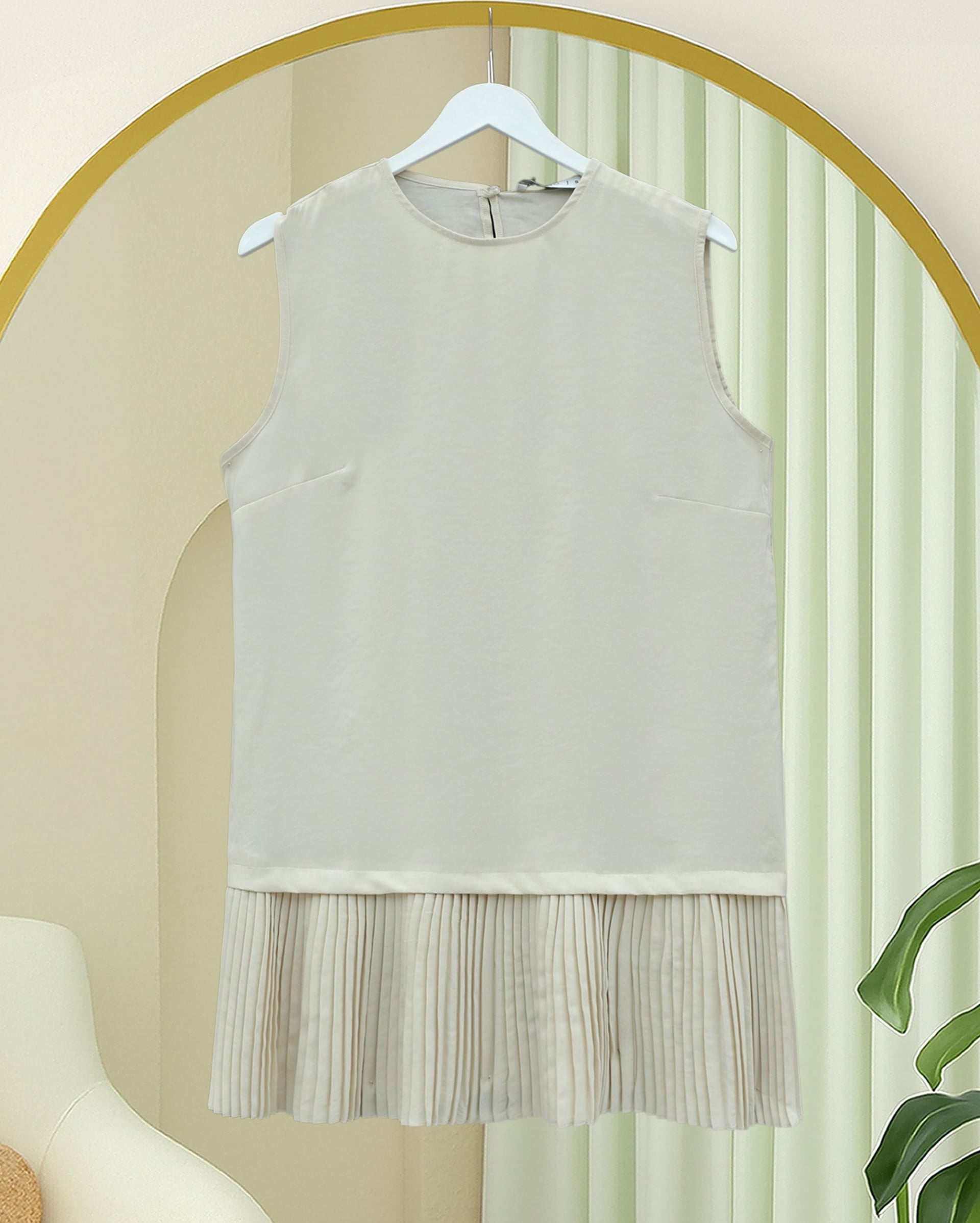 Sleeveless Modal Tunic and Trousers Set - Beige - Podyumplus - by Peralane - photo 3