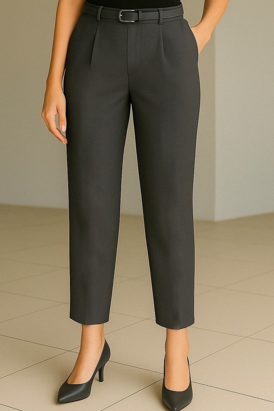 Belted Double Pocket Trousers - Smoke - Podyumplus - by Peralane - photo 5