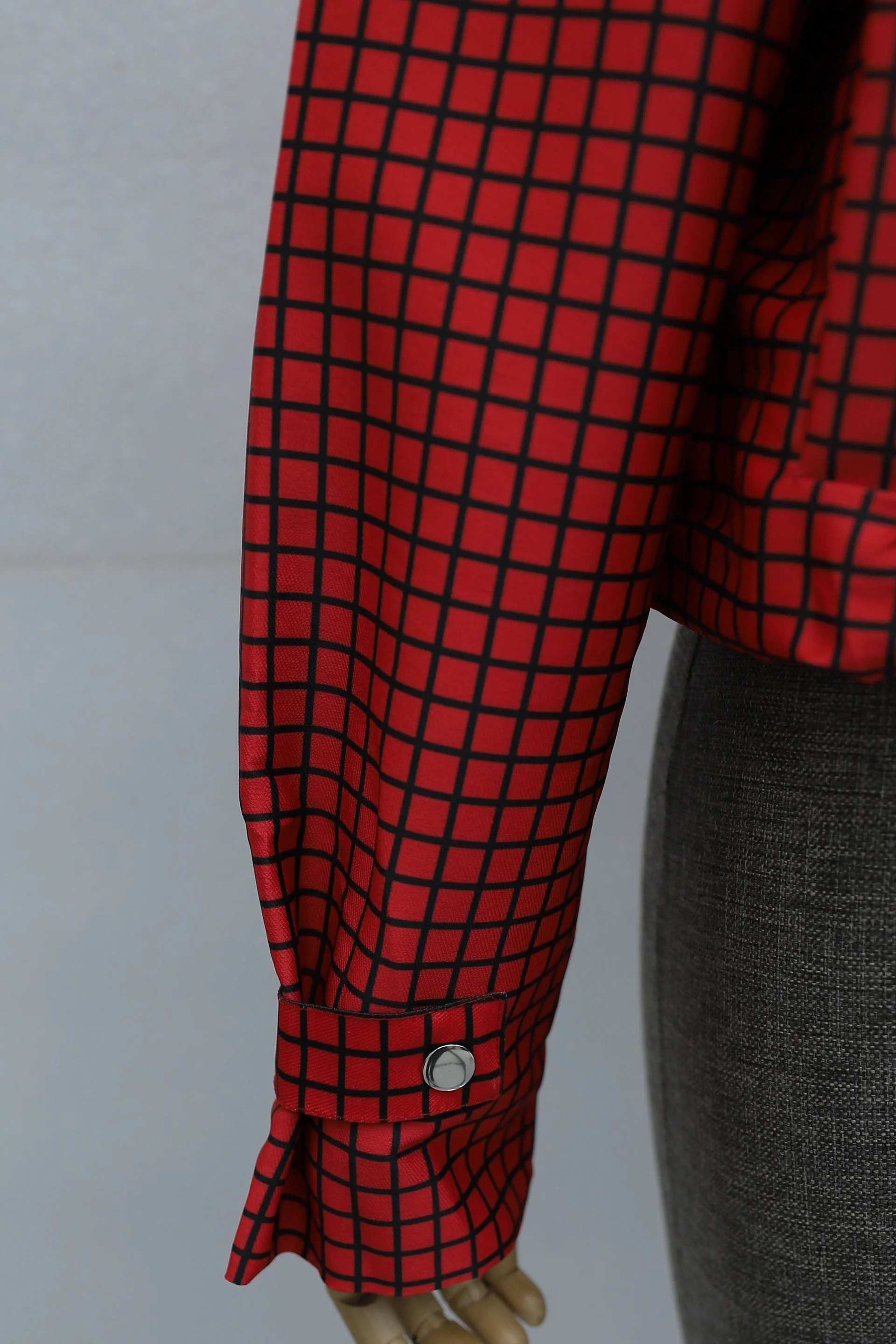 Red Plaid Zip-Up Canvas Jacket with Pockets - Podyumplus - by Peralane - photo 8