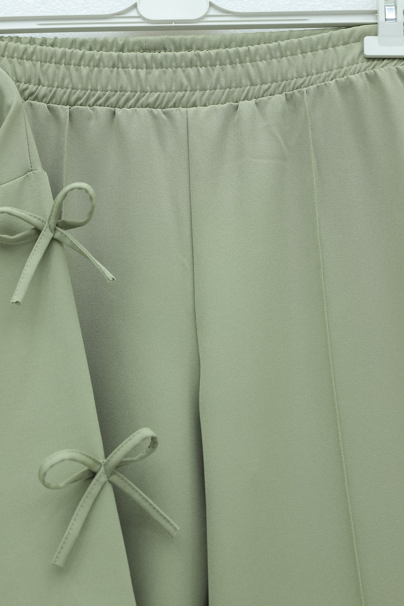 Bow Detail Imported Crepe Shirt and Trousers Set - Pale Green - Podyumplus - by Peralane - photo 6