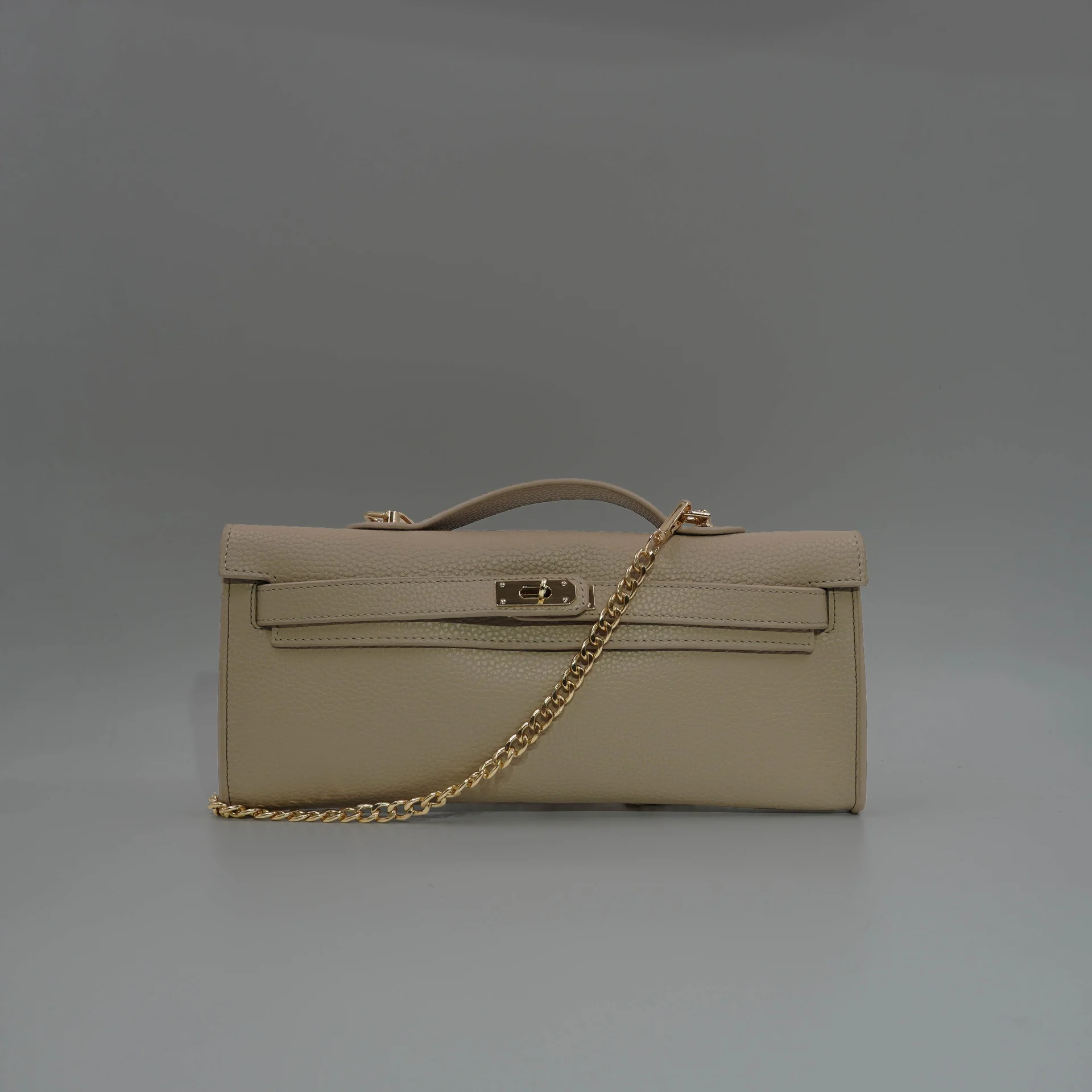 Lucia Women's Handbag in Beige with Gold-Tone Hardware - Aron Atelier - by Peralane